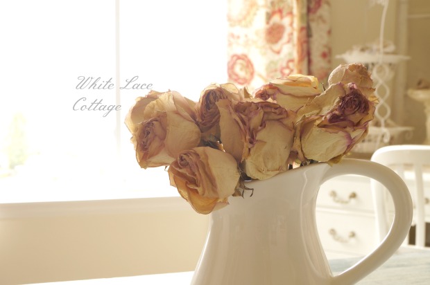 dried roses pitcher