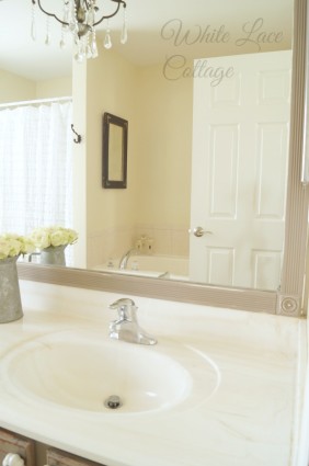 master bathroom framing a builders mirror