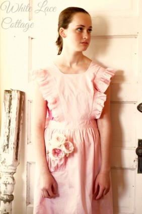 vintage pink cleaning apron