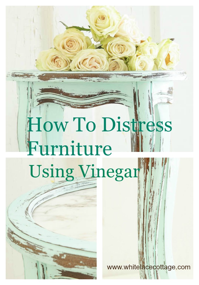 A great way to add authentic patina is to distress furniture using vinegar.
