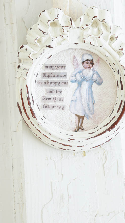 Shabby Christmas angel ornament