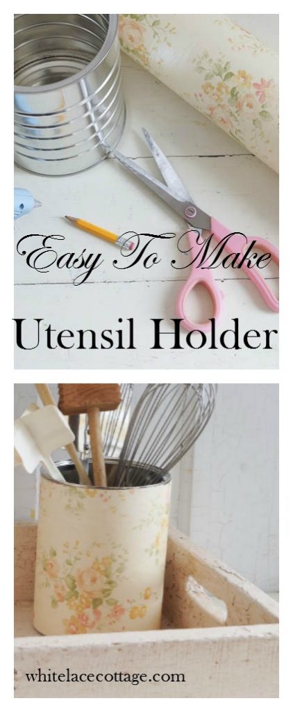 Utensil Holder With Shabby Style