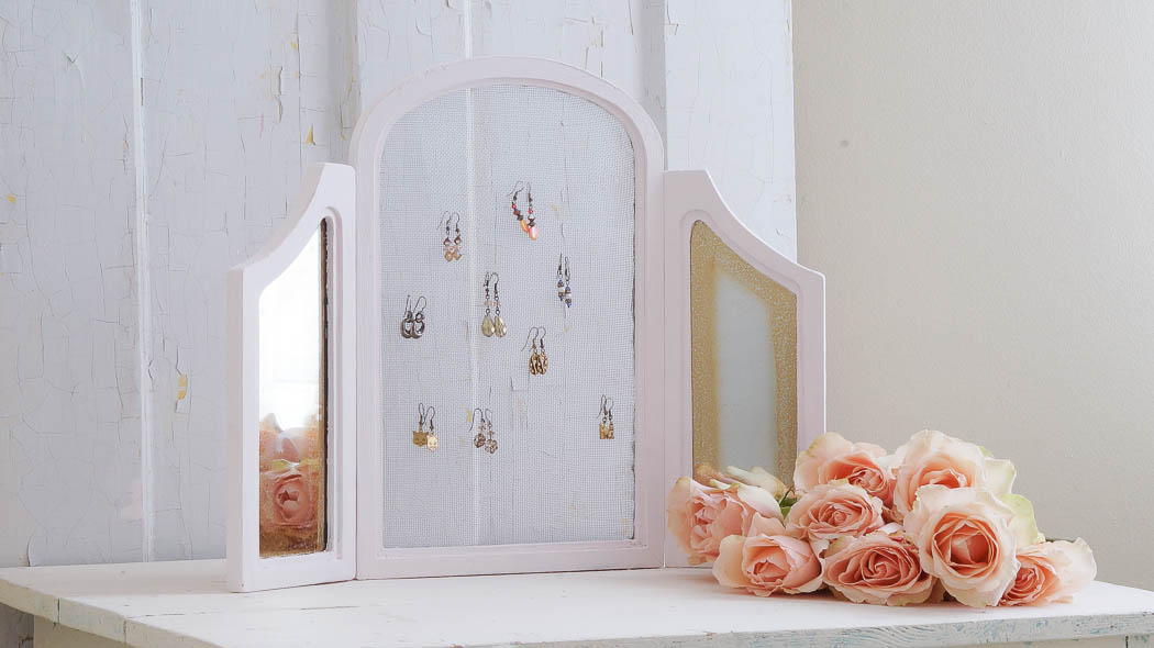 shabby chic jewelry stand from a frame white lace cottage (16 of 22)