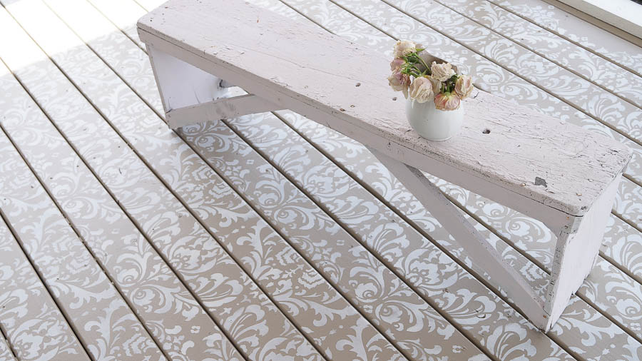 Stencil Painted Deck Floor Using Cutting Edge Stencils Is An Easy Way To Add Style To An Outdoor Space.