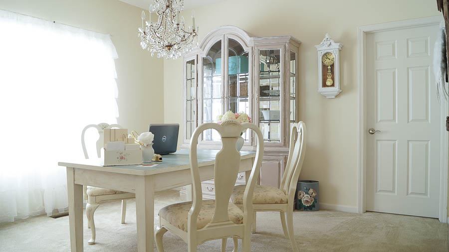 Dining Room Transformed Into A Office White Lace Cottage