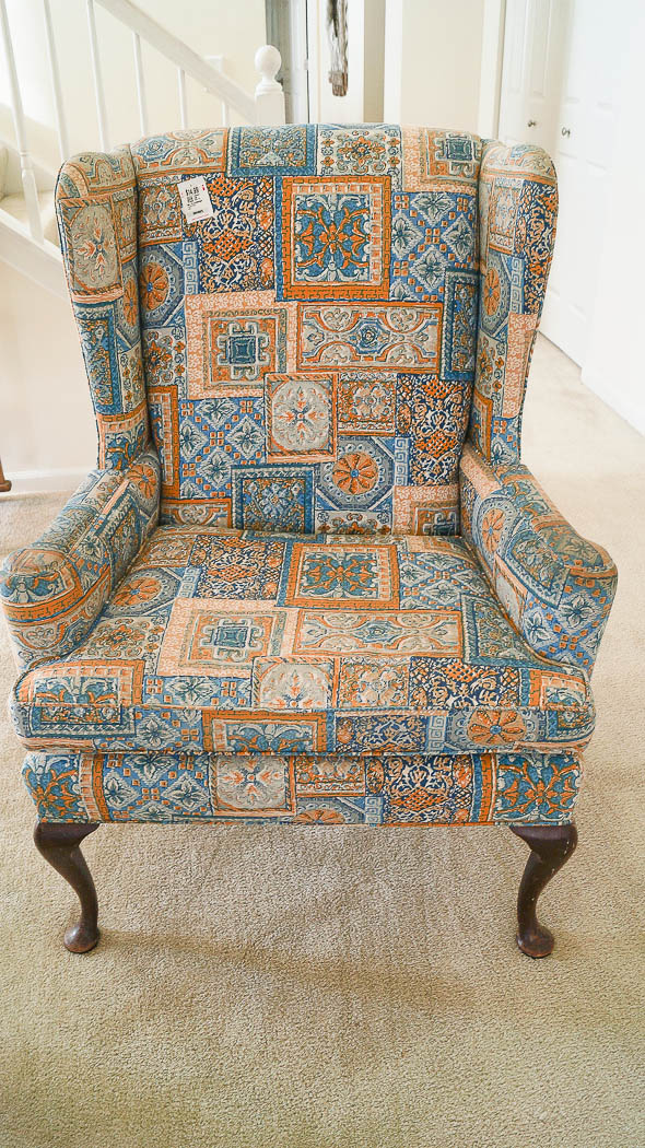 My Thrift Store Find- Painted Chair Upholstery Before/After