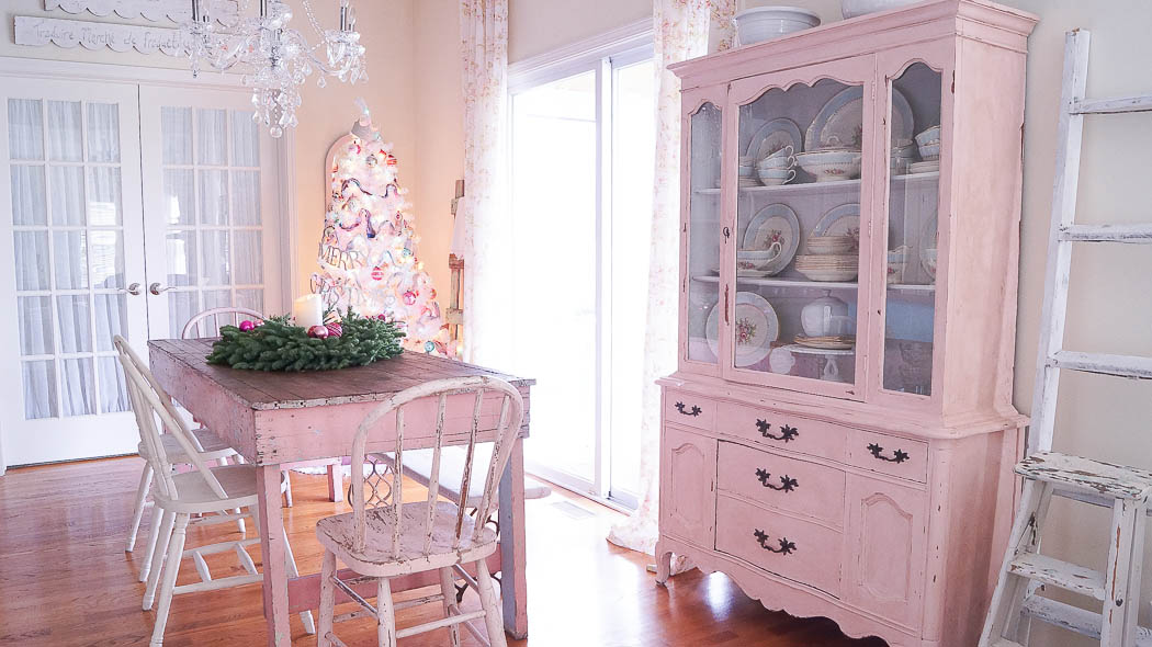 white lace cottage holiday christmas home tour shabby chic