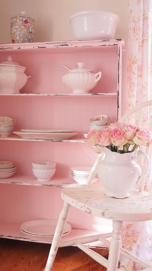 Updating a bookcase with beadboard wallpaper is so simple to do, and a great way to update a cheap piece of furniture!