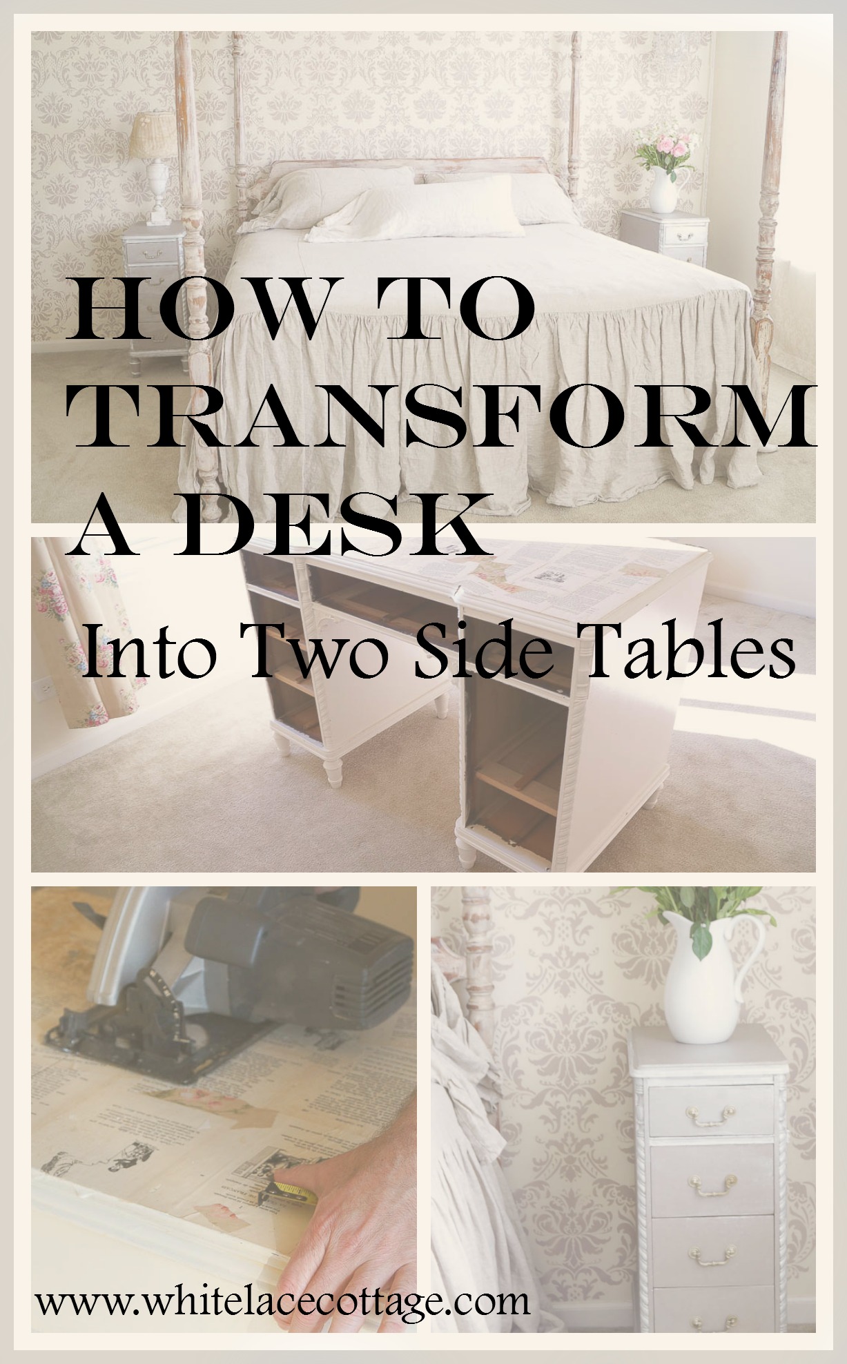 How to transform a desk into two side tables