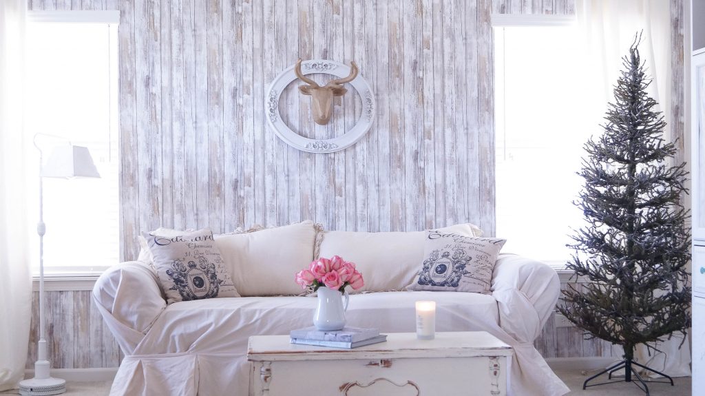 Reusable Wallpaper Faux Wood Accent Wall