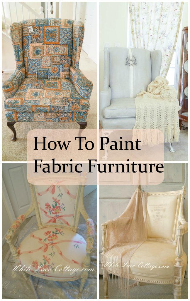 how to paint fabric furniture - white lace cottage